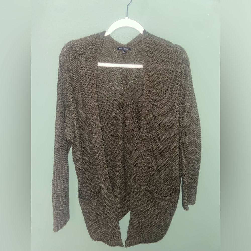 Pink clover green cardigan